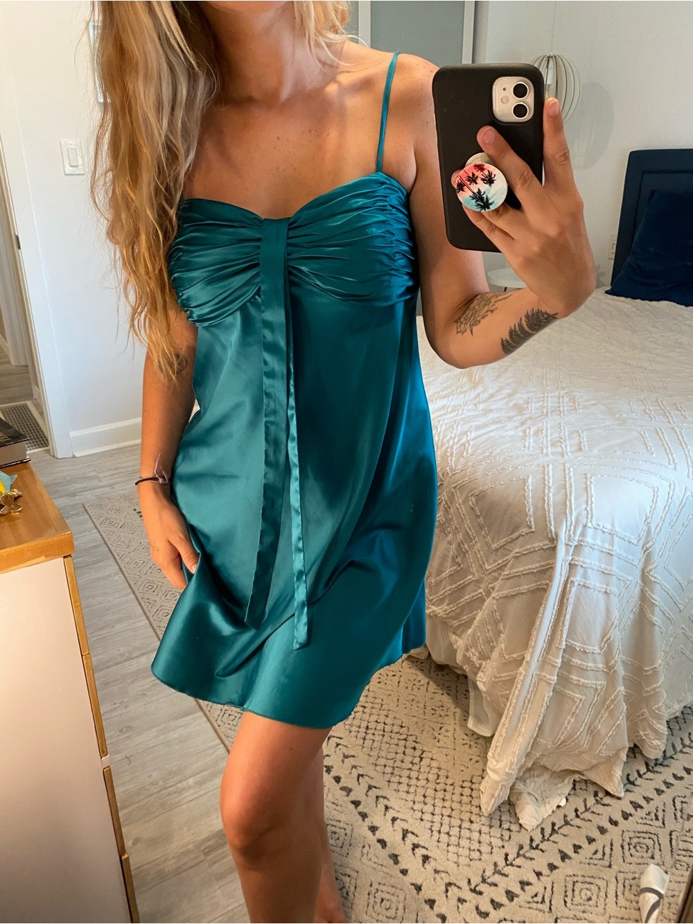 Guess Satin Dress in Teal - Picture 2 of 4